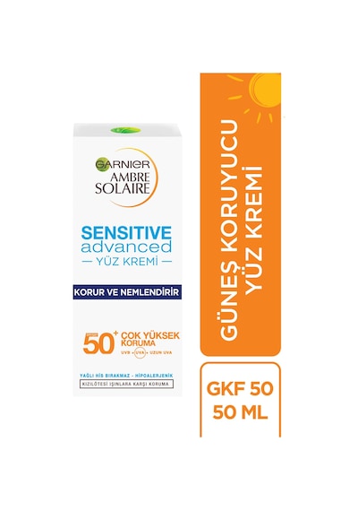 Garnier Ambre Solaire Sensitive Advanced Koruyucu Yüz Kremi SPF 50+ 50ML