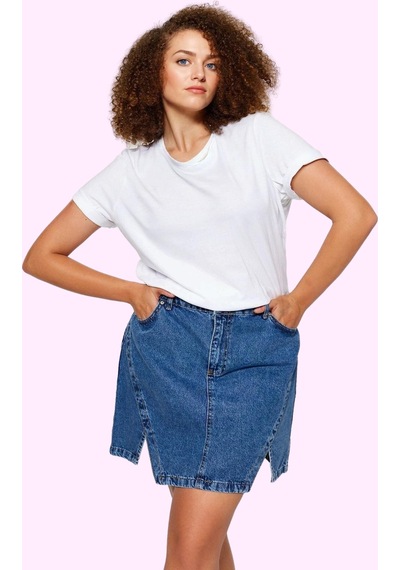 Ersefa Kadın Mini Denim Etek Renk Yüksek Bel A Line Pamuk Yaz Kombinleri Mavi
