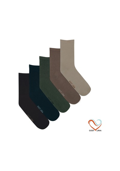 Gost Liria- 5 Li Renkli Ribanalı Unisex Soket Çorap Gos26 Çok Renkli