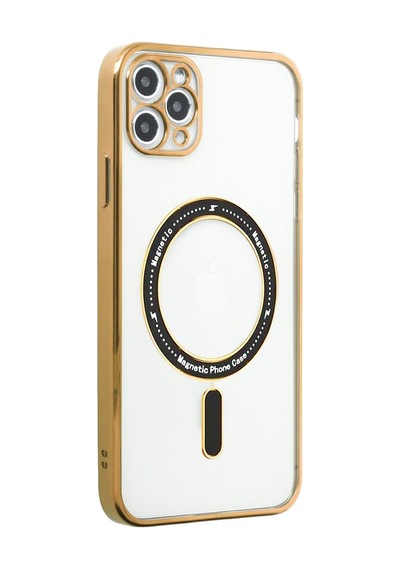 Apple Uyumlu iPhone 11 Pro Kılıf Magsafe Özellikli Gold Seri Lazer Silikon Kapak