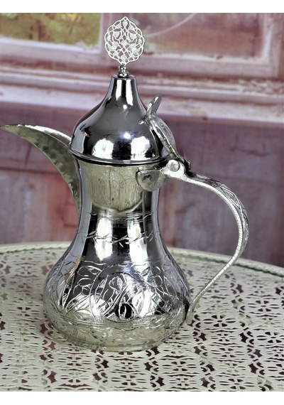 Mırra Küçük Boy Nikel Kaplama Bakır Arap Çaydanlık Sütlük 300 Ml Bakır
