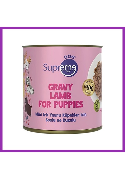 Supreme Dog Mini Irk Yavru Köpekler Için Soslu Ve Kuzulu Konserve Mama 200 Gr - Tekli Bty