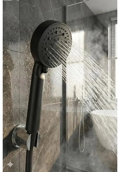 Yüksek Basınçlı Siyah Duş Başlığı Su Tasarruflu Ve Kolay Montajlı Banyo Aksesuarı 6998