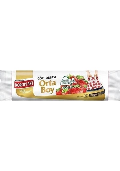 Koroplast Büzgülü Çilek Kokulu Orta Boy Çöp Torbası 6 Adet Beyaz 55 x 60 CM