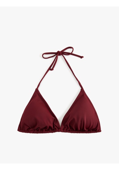Koton Boyundan Bağlamalı Üçgen Bikini Üstü Bordo 5sak10231mm Bordo