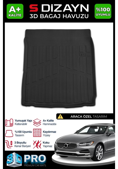 S-dizayn Volvo S90 3d Pro Bagaj Havuzu 2016 Üzeri A+ Kalite