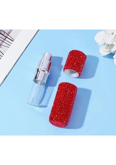 Parıldayan Elmas İşlemeli Mini Doldurulabilir Parfüm Şişesi 10 Ml Kırmızı Hacim 10 Ml