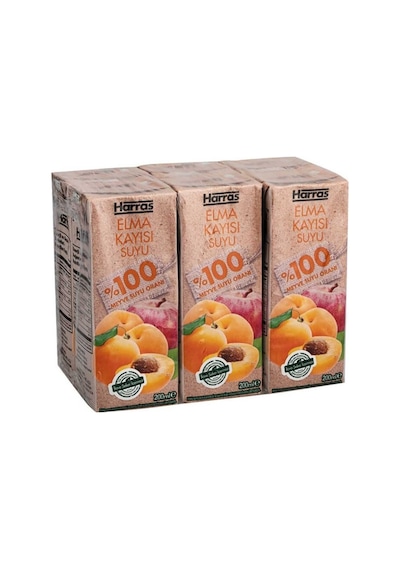 Elma Kayısı Suyu %100 Meyve Suyu Oranı Şeker Ilavesiz 36 Adet X 200 Ml