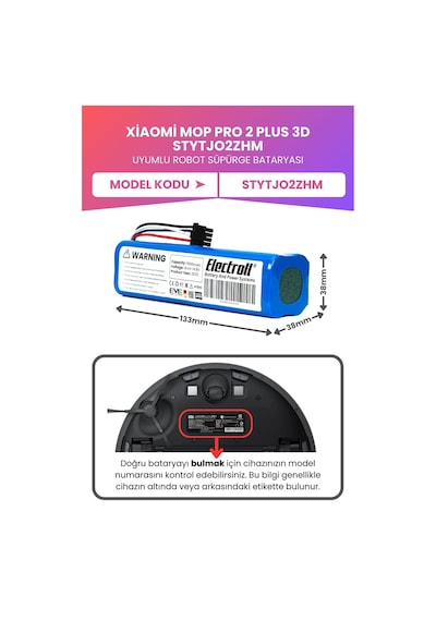 Xiaomi Mop Pro 2 Plus 3d Stytjo2zhm Uyumlu Batarya Maksimum Kapasite 7000mah