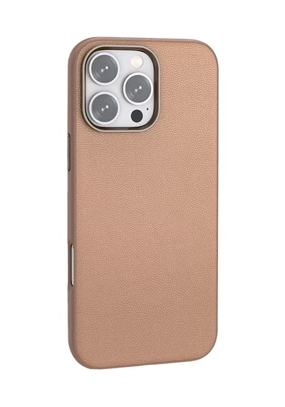 Apple iPhone  Uyumlu,  16 Pro Wonder Deri Magsafe Kapak - Bronz