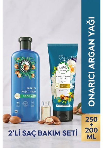 Onarıcı Argan Yağı Şampuan 250ml + Saç Kremi Beach 200ml Bakim Seti