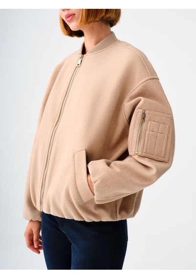 Loose Fit Kadın Mont Bej