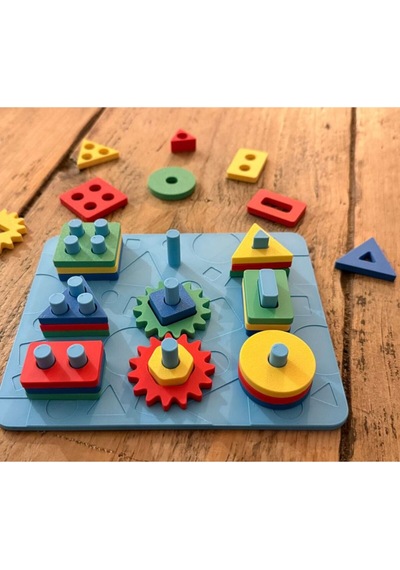 Montessori Eğitici Oyuncak Dişli Puzzle Şekil Ve Renk Eşleştirme Geliştirici Oyuncak