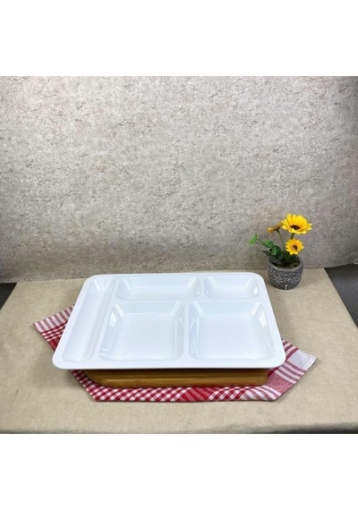 30 Adet 5 Bölmeli Tabldot, Polikarbon, Servis Tabağı, Kahvaltı Tabağı, 40x28cm Çok Renkli