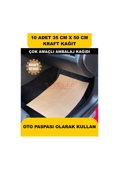 10 Adet 35cm X 50cm 100 Gr. Baskısız Kraft Kağıt, Hediye Ürün Paketleme, Oto Paspası, Çocuk Etkinlikleri