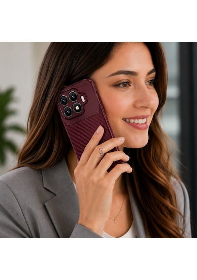 Xiaomi Mi 17t Uyumlu Kılıf Karbon Tasarım Kamera Korumalı Silikon Telefon Kılıfı Kapak Bordo