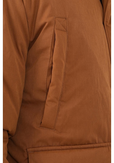 Maraton Sportswear Regular Erkek Kapşonlu Uzun Kol Basic Camel Parka 21302 Camel