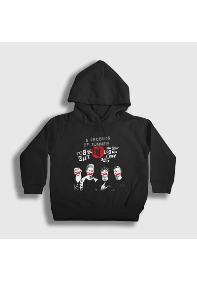 Presmono Unisex Çocuk Xxxx 5 Seconds Of Summer Kapüşonlu Sweatshirt Siyah
