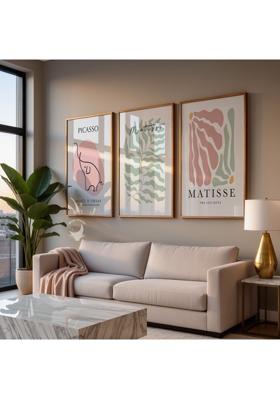 3'lü Matisse Picasso Poster Seti Modern Sanat Minimalist Duvar Dekoru
