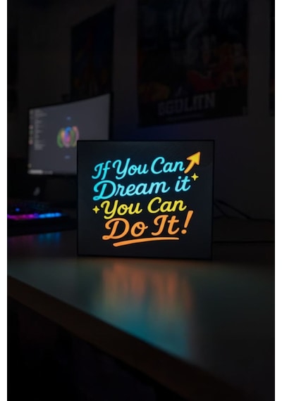 Motivasyon Tasarımlı Dekoratif Aydınlatma Gece Lambası Çok Renkli