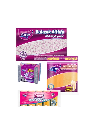 Magic Shine Sünger Klasik Sünger Bulaşık Altlığı Ve Mutfak Bezi Paketi