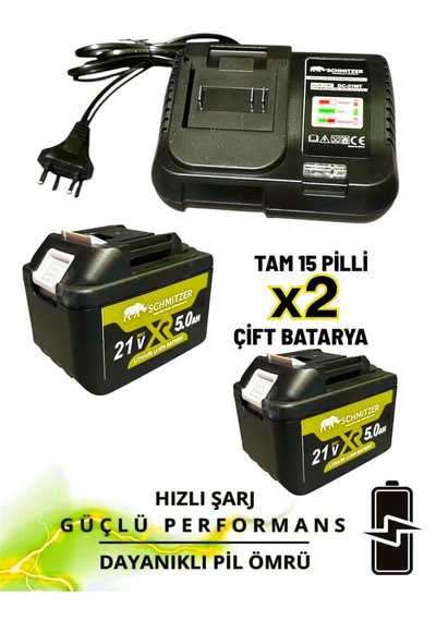 Schmıtzer Sch-9502s Pro 21v 15 Pilli Çift Akülü Kömürsüz Darbeli Vidalama 650 Nm Somun Sıkma Sökme Matkap
