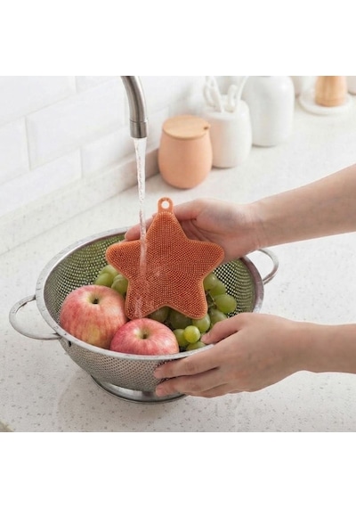 Buffer Yıldız Şekilli Silikon Bulaşık Yıkama Matı Çok Amaçlı Mutfak Ve Banyo Süngeri