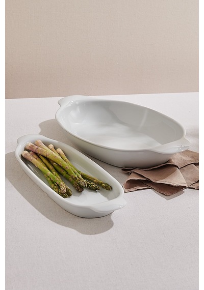 Pasabahce Organic Porselen Oval Fırın Kabı 41 Cm Beyaz - 1 Adet