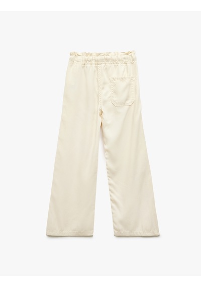 Koton Cep Detaylı Beli Bağcıklı Denim Pantolon - Parachute Jean Bej 5skg40070ad Ekru