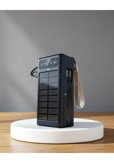 Güneş Panelli Powerbank Taşınabilir Şarj Cihazı Led Işıklı Çok Renkli