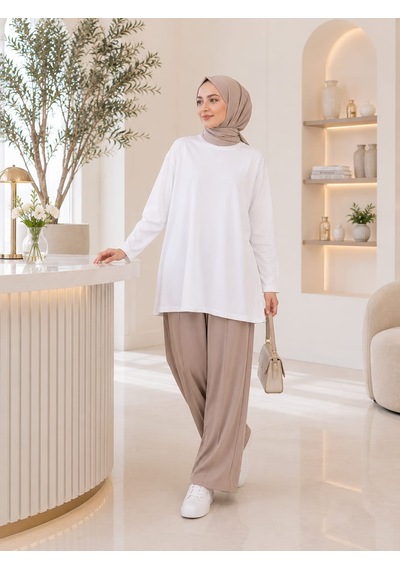 Esra Butik78 Siyah & Beyaz Uzun Kollu İçlik Standart Beden Boy: 75 Cm