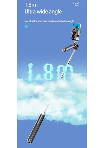Bluetooth Kumandalı 180cm Tripod Selfie Çubuğu / Go Pro Uyumlu / 360 Pan Kolu Özellikli