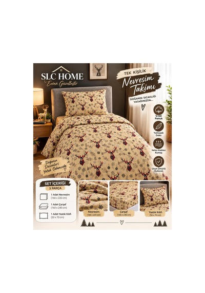 Cotton Star Ranforce Tek Kişilik Nevresim Takımı New Year Altın - 938076056 Altın