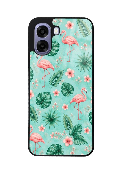 Oppo A6t Tropical Flamingo Tasarımlı Glossy Telefon Kılıfı Turkuaz