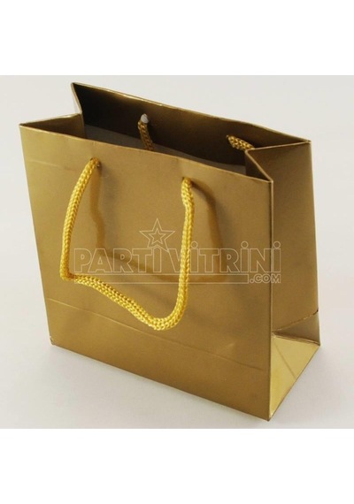Gold Altın Renk Karton Çanta 11x11x5 Cm 10 Adet 6