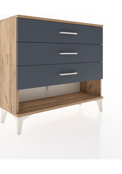 Arges Şifonyer 3 Çekmeceli 88x30x80 Çam-antrasit Çam