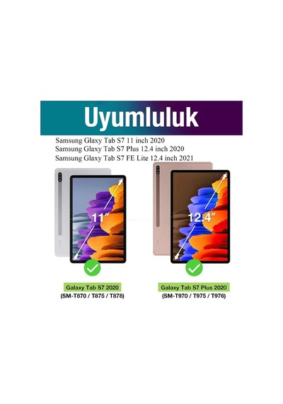 SM Galaxy Uyumlu Tab S7 2020 12.4 360 Derece Döner Standlı Kılıf