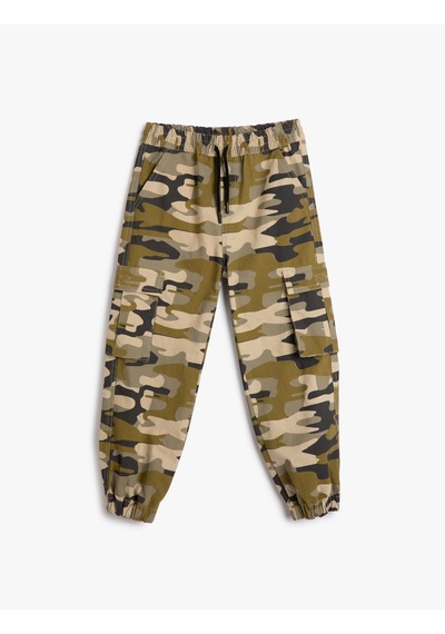Koton Kargo Jogger Pantolon Kamuflaj Desenli Beli Bağlamalı Pamuklu Bej Desenli 4wkb40024tw Ekru Koton Kargo Jogger Pantolon Kamuflaj Desenli Beli Bağlamalı Pamuklu Bej Desenli 4wkb40024tw Ekru