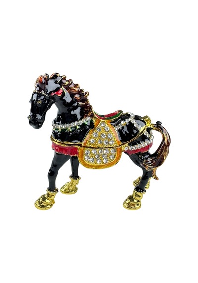 Düz At Biblo 7,5 7,5 CM Siyah Gold Taş Detaylı