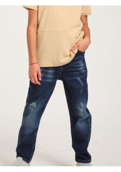 Jack Lions Erkek Çocuk Yırtıklı Bel Ayar Lastikli Kot Pantolon-14159-lacivert Lacivert