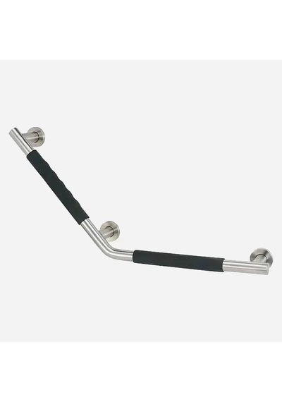 Açılı Kauçuk Banyo Tutunma Barı 63cm Krom - Siyah