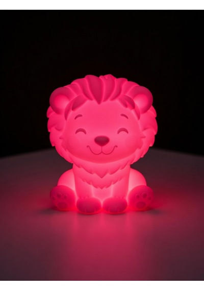 Aslan Modern Dekoratif Ev Hediyesi Tasarım Lamba - Aslan Figürlü Gece Lambası Pembe