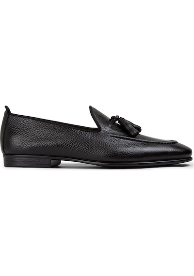 Deery Hakiki Deri Siyah Püsküllü Erkek Loafer - 01701msyhc07 Siyah