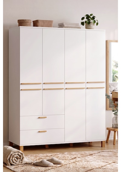Robin Home Porto Ahşap Ayaklı 4 Kapaklı 2 Çekmeceli Raflı Bölmeli Gardırop Genç Odası Dolabı Elbise Dolabı Beyaz Robin Home Porto Ahşap Ayaklı 4 Kapaklı 2 Çekmeceli Raflı Bölmeli Gardırop Genç Odası Dolabı Elbise Dolabı Beyaz
