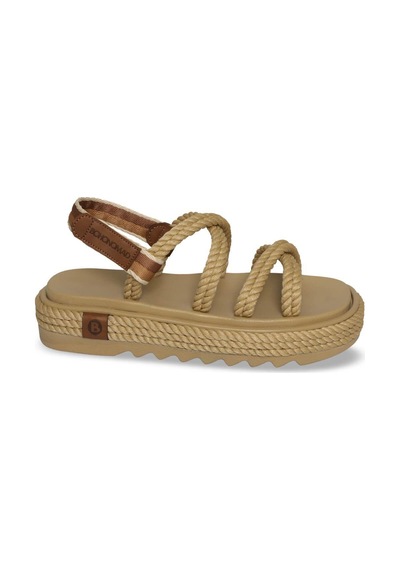 Bohonomad Tahiti Mid Platform Kadın Sandalet - Bej