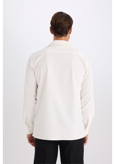 DeFacto Regular Fit Polo Yaka Basic Düz Gofre Uzun Kollu Beyaz Gömlek D8713AX25SPWT32 DeFacto Regular Fit Polo Yaka Basic Düz Gofre Uzun Kollu Beyaz Gömlek D8713AX25SPWT32