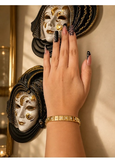 Gizovia Lumière Gold Kristal Taşlı Bileklik Altın