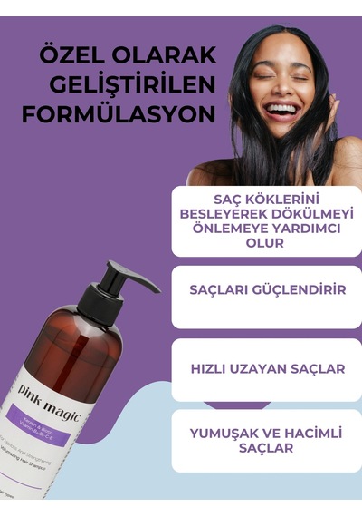 Pink Magic Keratin & Biotin Saç Dökülmesine Karşı Güçlendirici Bakım Şampuanı 400 ML