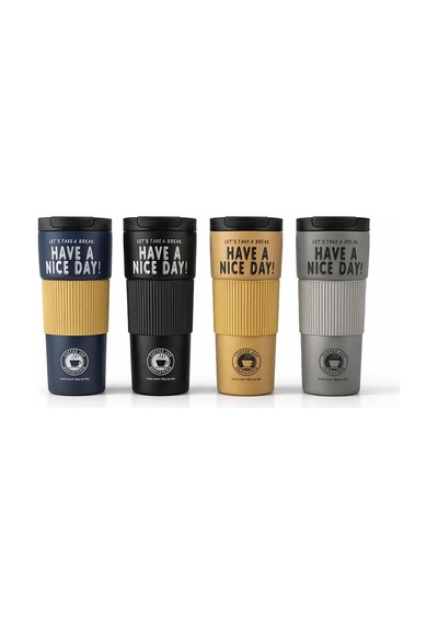 600 Ml Have A Nice Day" 600 Ml Çift Katmanlı Paslanmaz Çelik Termos Mug Alk4624 Diğer