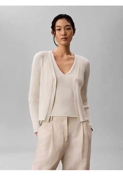 Calvin Klein Ls Cardı W Tank Rıb, Yas Krem Kadın Bluz Ve Hırka